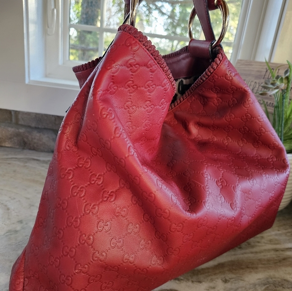 GUCCI Guccissima Large Horsebit  Hobo in Red ❤️ - Picture 10 of 16